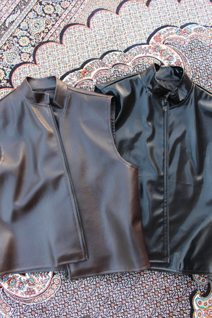Sleeveless Jacket Dark Brown