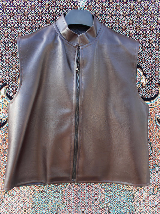Sleeveless Jacket Dark Brown