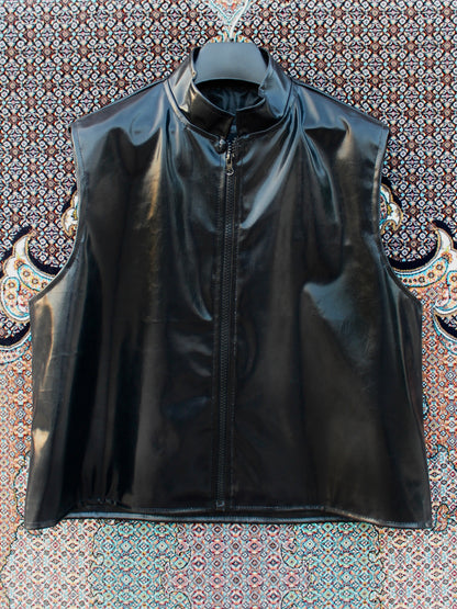 Sleeveless Jacket Glossy Black